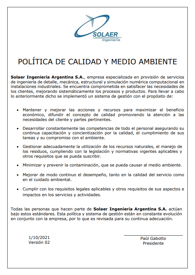 REG-PM-001-R02 POLÍTICA DE CALIDAD Y MEDIO AMBIENTE